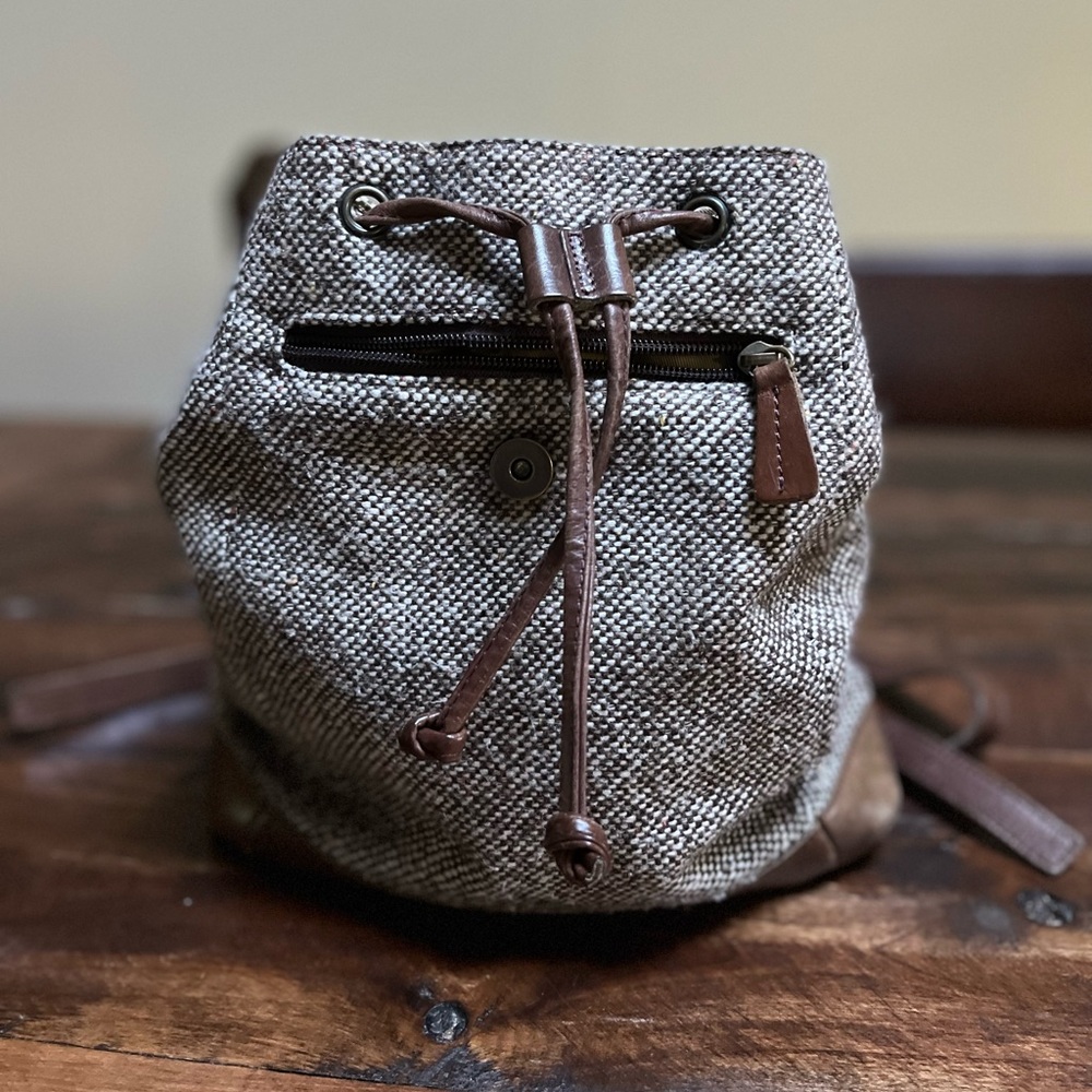 Vintage LLBean Wool blend bucket Backpack Purse - Picture 2 of 10